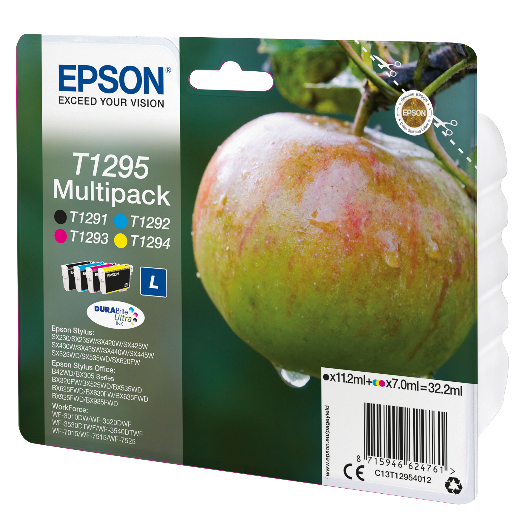 Epson T1295 Tintenpatronen 4er-Pack 4x Farben DURABrite Ultra In Für Kompatibilität, siehe Artikel-Beschreibung | 4x Tintenpatronen: Schwarz, Magenta,