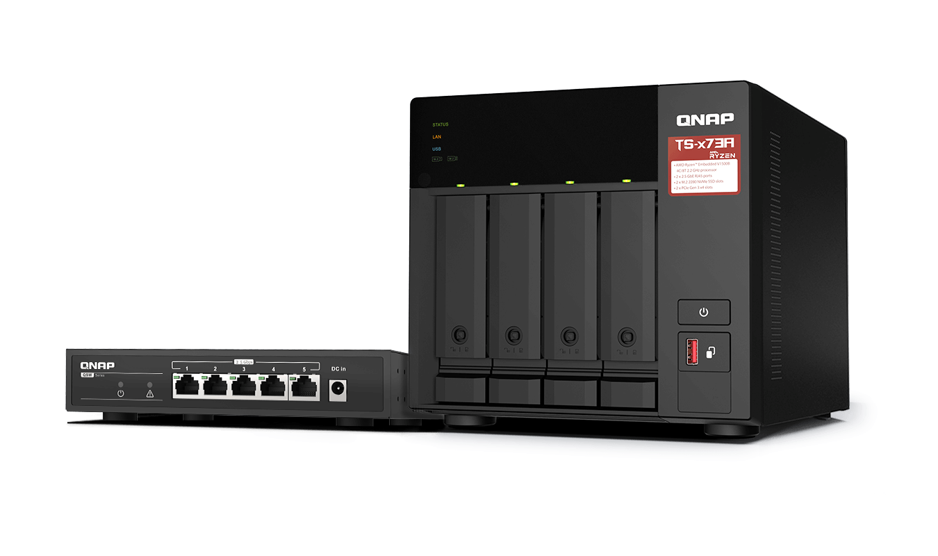 QNAP Systems TS-473A-SW5T NAS 4-Bay [0/4 HDD/SSD, 2x 2.5 Gigabit Ethernet, 3x USB-A, 1x USB-C, 8GB RAM]