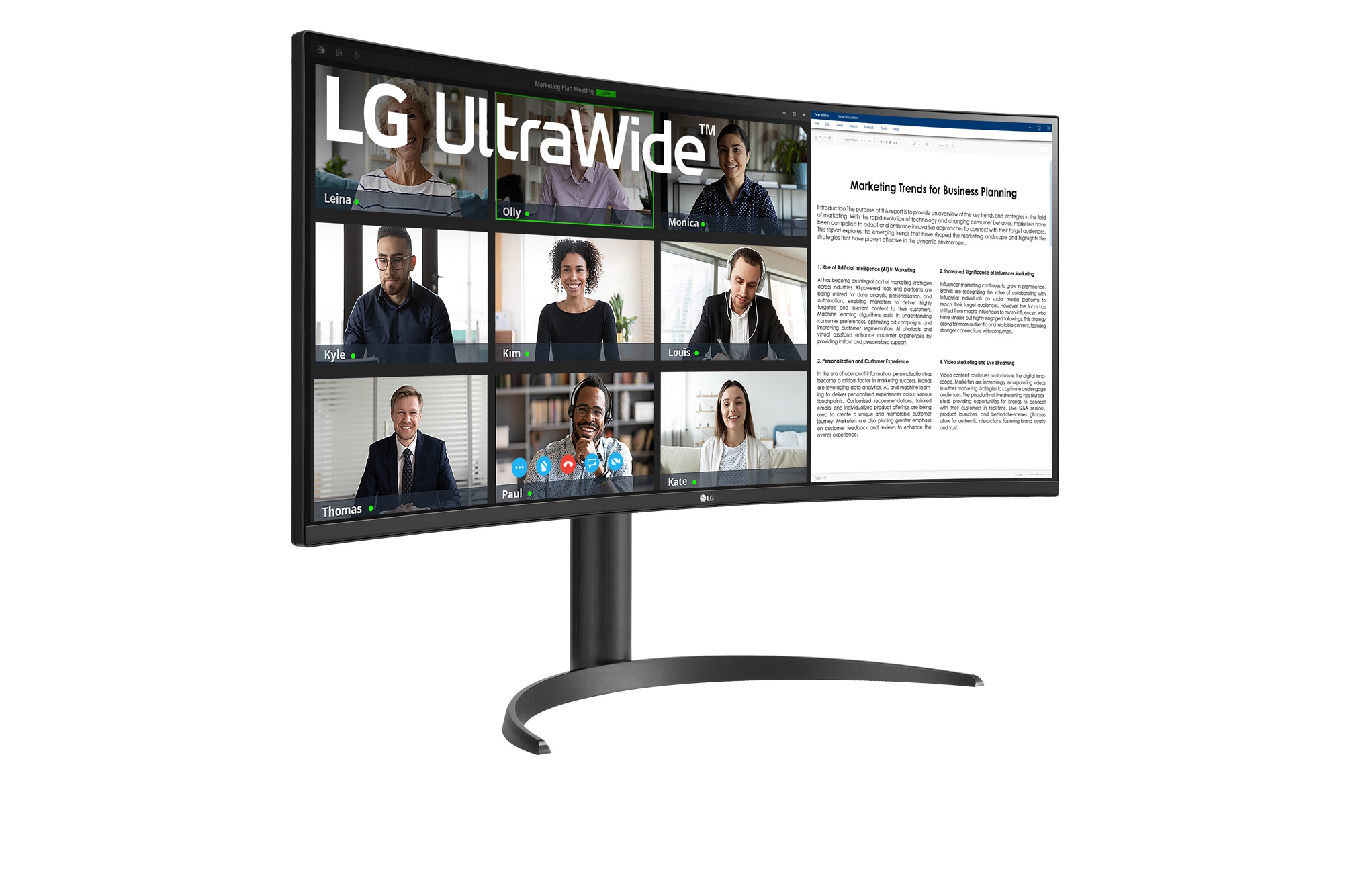 LG 34WR55QK-B Office Monitor - UWQHD, Curved VA Panel - Displays