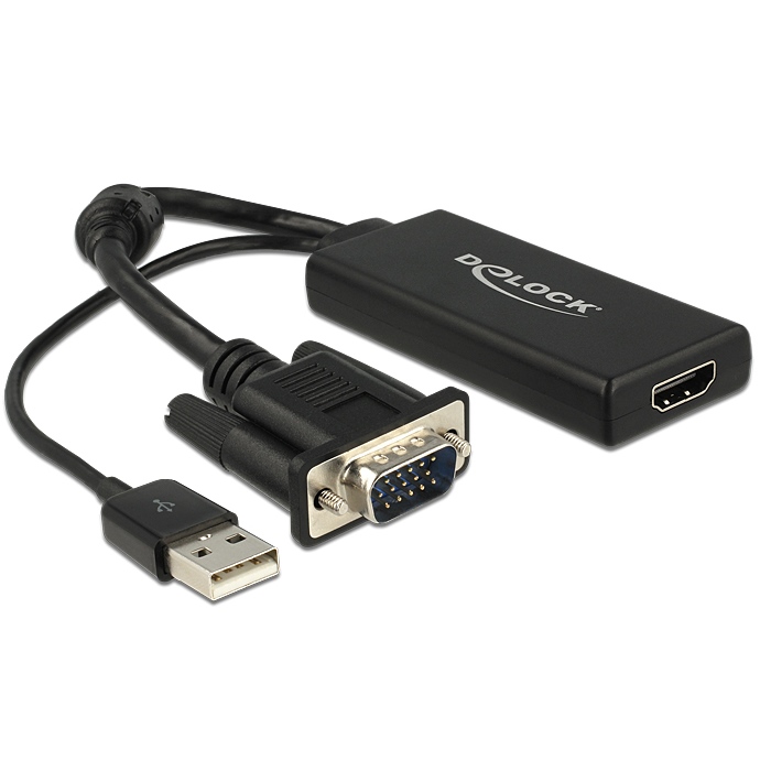 Delock Adapter [VGA-Stecker + Audio > HDMI-Buchse]