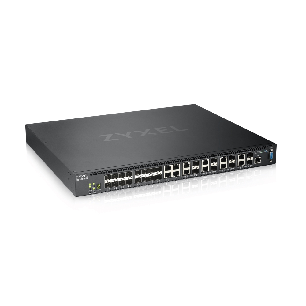 Zyxel XS3800-28 Managed Stack Switch 4x 10 Gbit/s Ethernet, 8x 10GbE/SFP+ Combo, 16x 10 Gbit/s SFP+