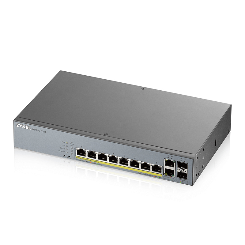 Thumbnail - Zyxel GS1350-12HP Smart Managed Switch 10x Gigabit Ethernet (8x PoE+ max. 130 Watt), 2x SFP, Long Range, inkl. 1 Jahr Ne...